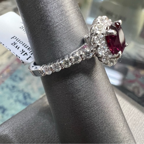14k White Gold Diamond & Ruby Ring - Picture 8 of 8
